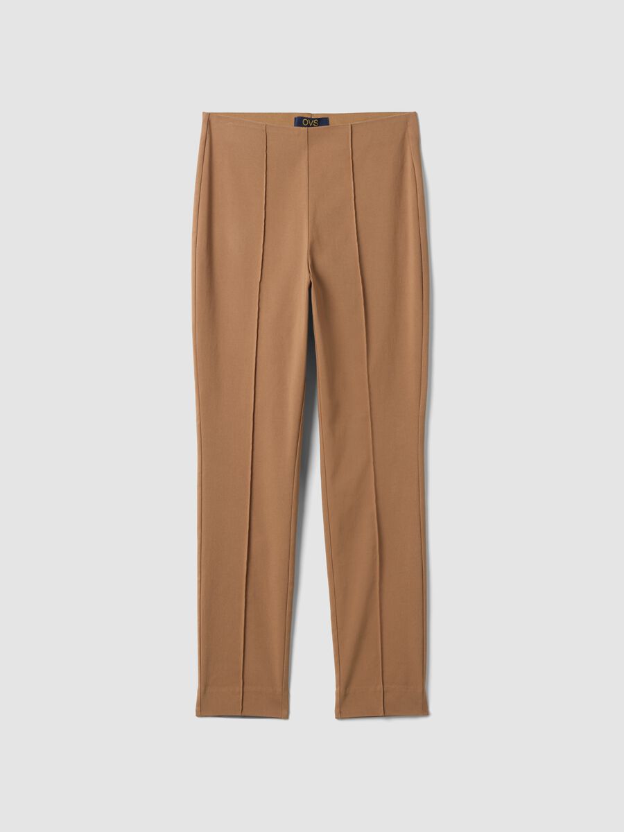 Brown stretch viscose slim-fit leggings_4