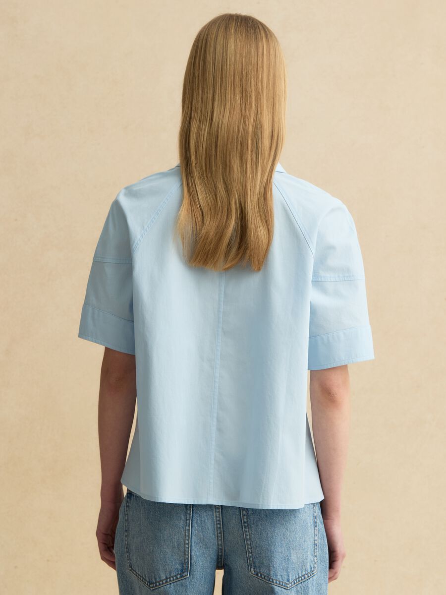Blue short sleeve pure cotton regular fit shirt_2