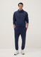 Blue Regular Fit Hooded Sweatshirt with Front Zip Neck_0
