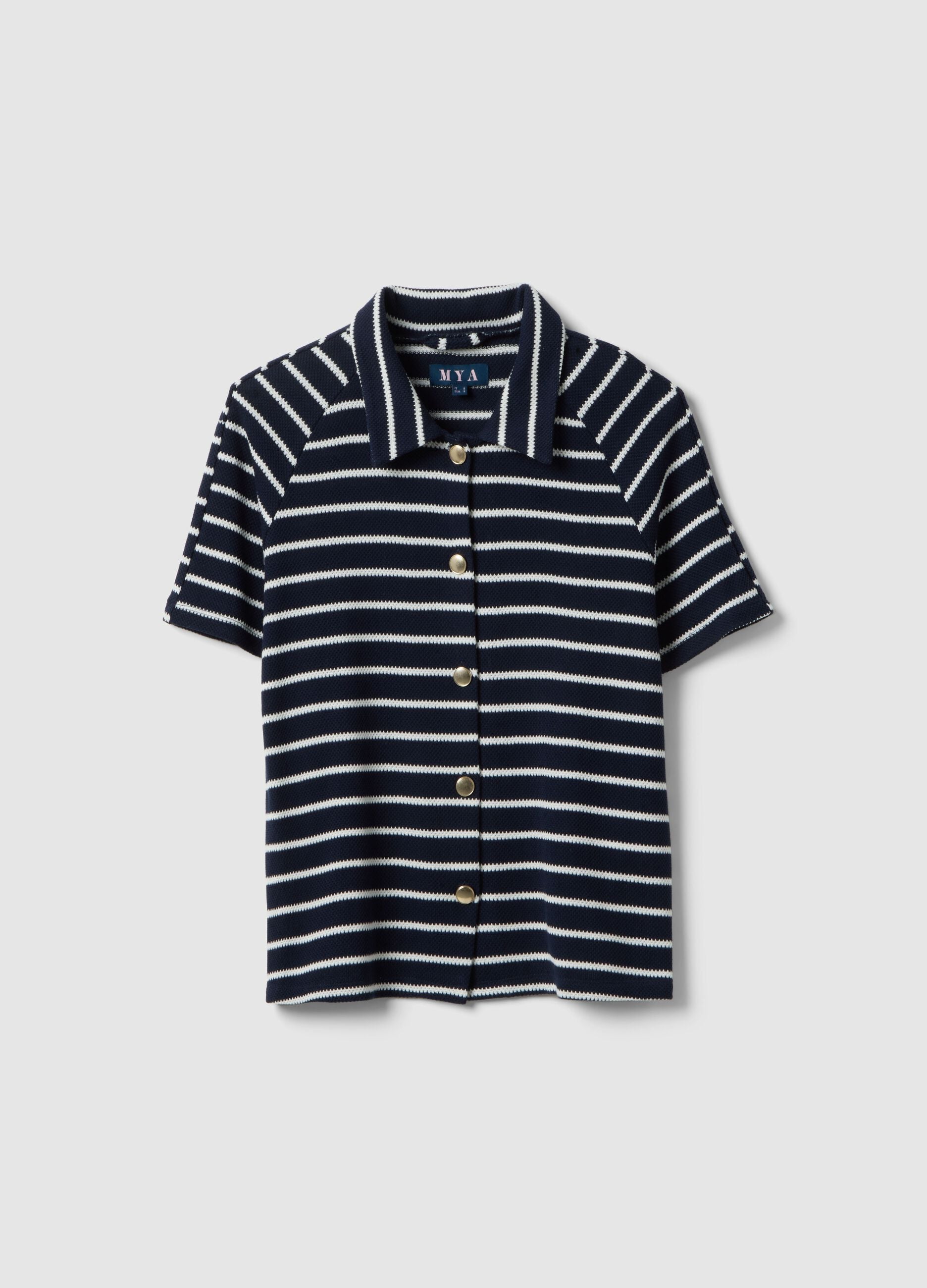 Multicolour striped cotton blend polo, regular fit