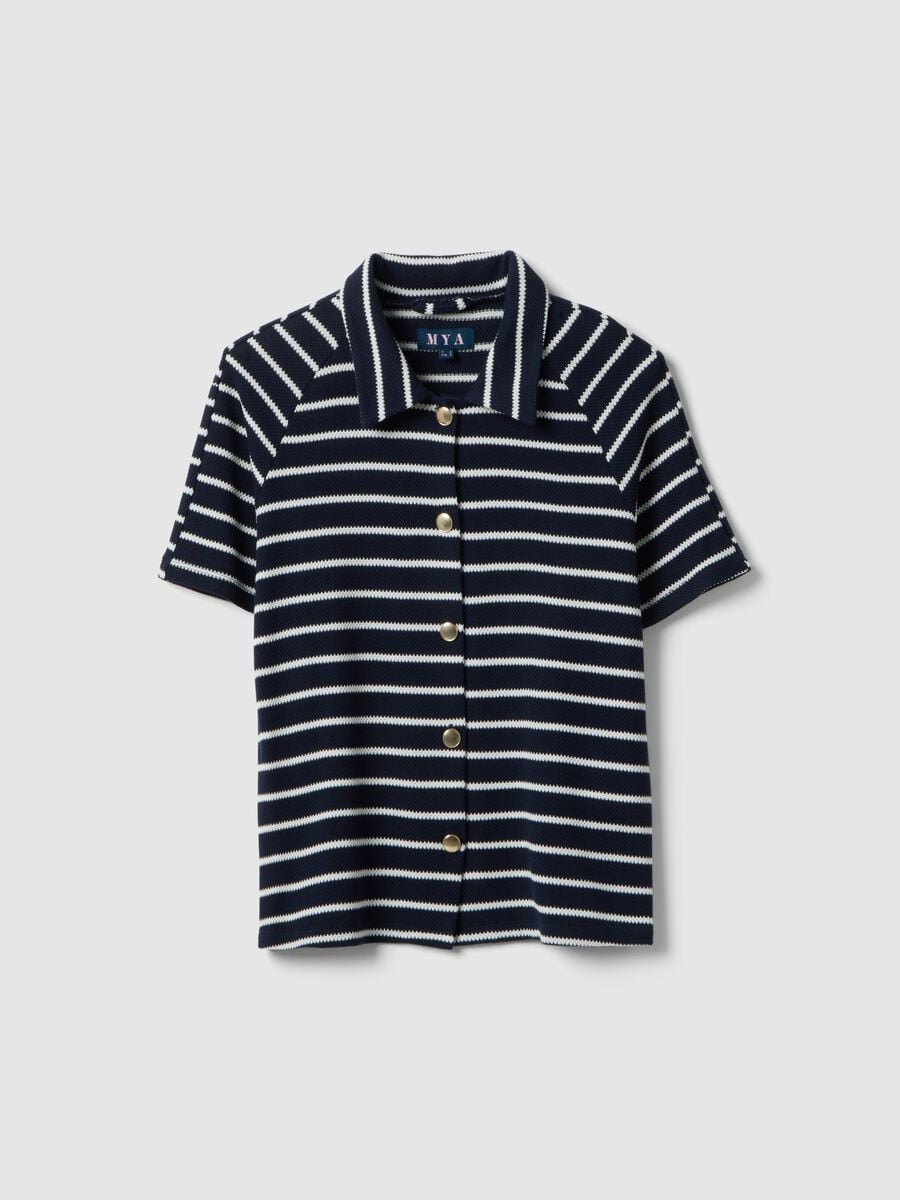 Multicolour striped cotton blend polo, regular fit_4