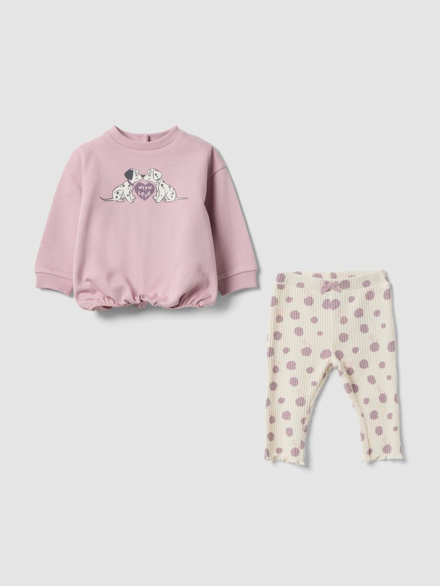 Purple organic cotton Disney 101 Dalmatians outfit for baby girl_0