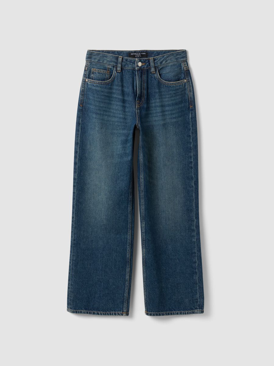 Dark blue pure cotton straight-fit jeans_4