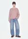 Pink pure cotton striped sweatshirt with crew neck, relaxed fit_3