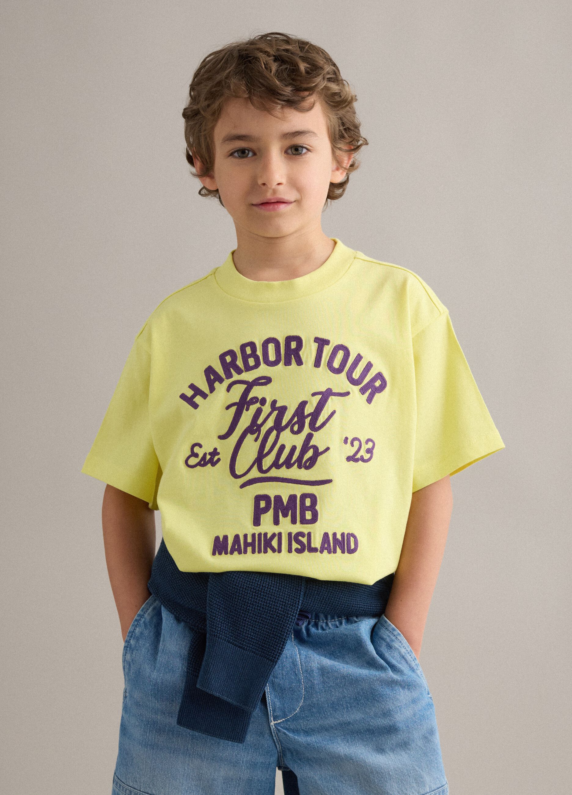 Boys&rsquo; pure cotton yellow oversized T-shirt