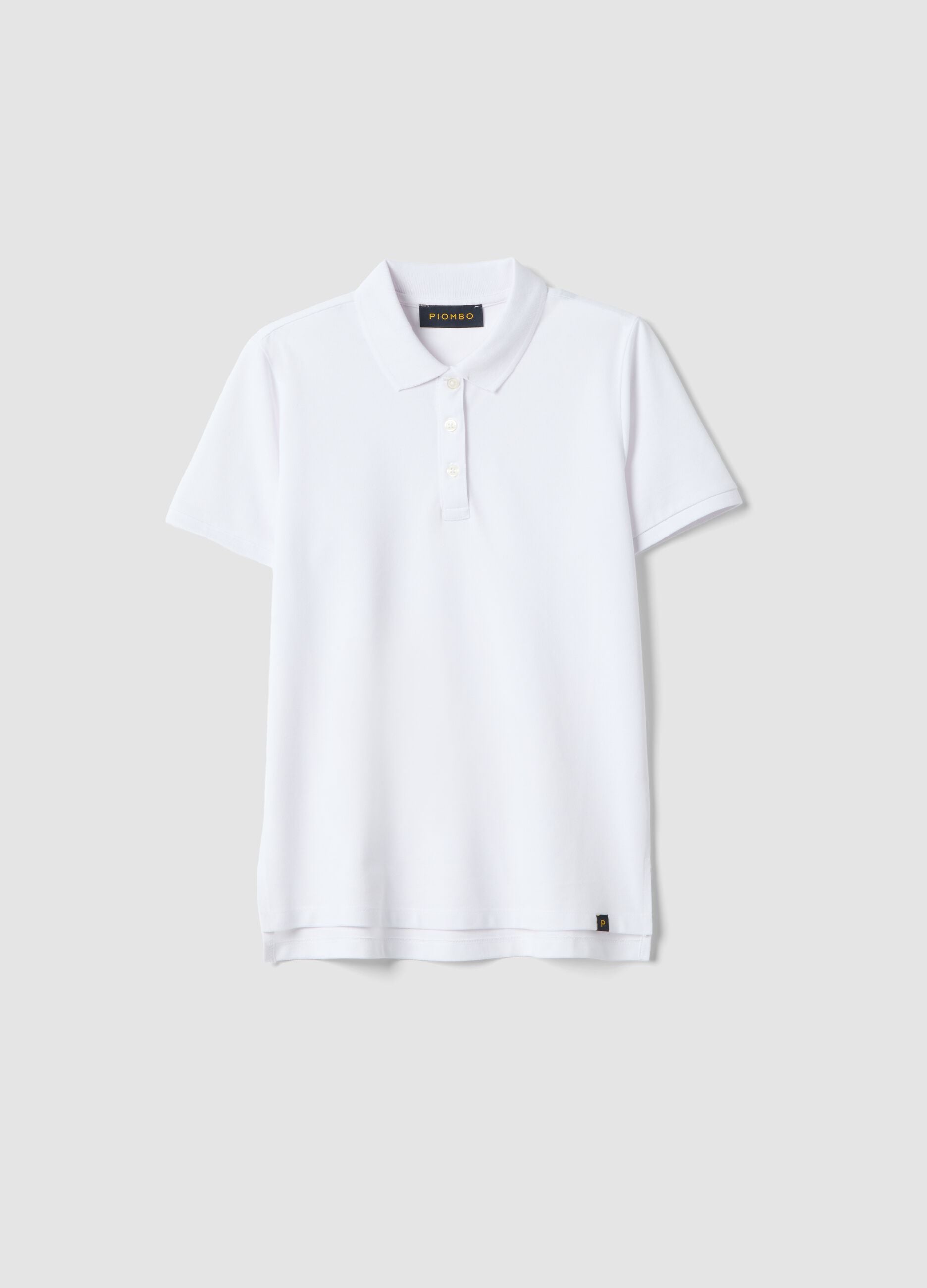White organic cotton polo shirt, regular fit