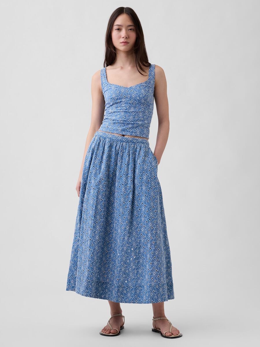 Pure cotton top with broderie floral cutwork_1