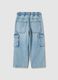 Blue pure cotton regular fit cargo pocket trousers for boys_1