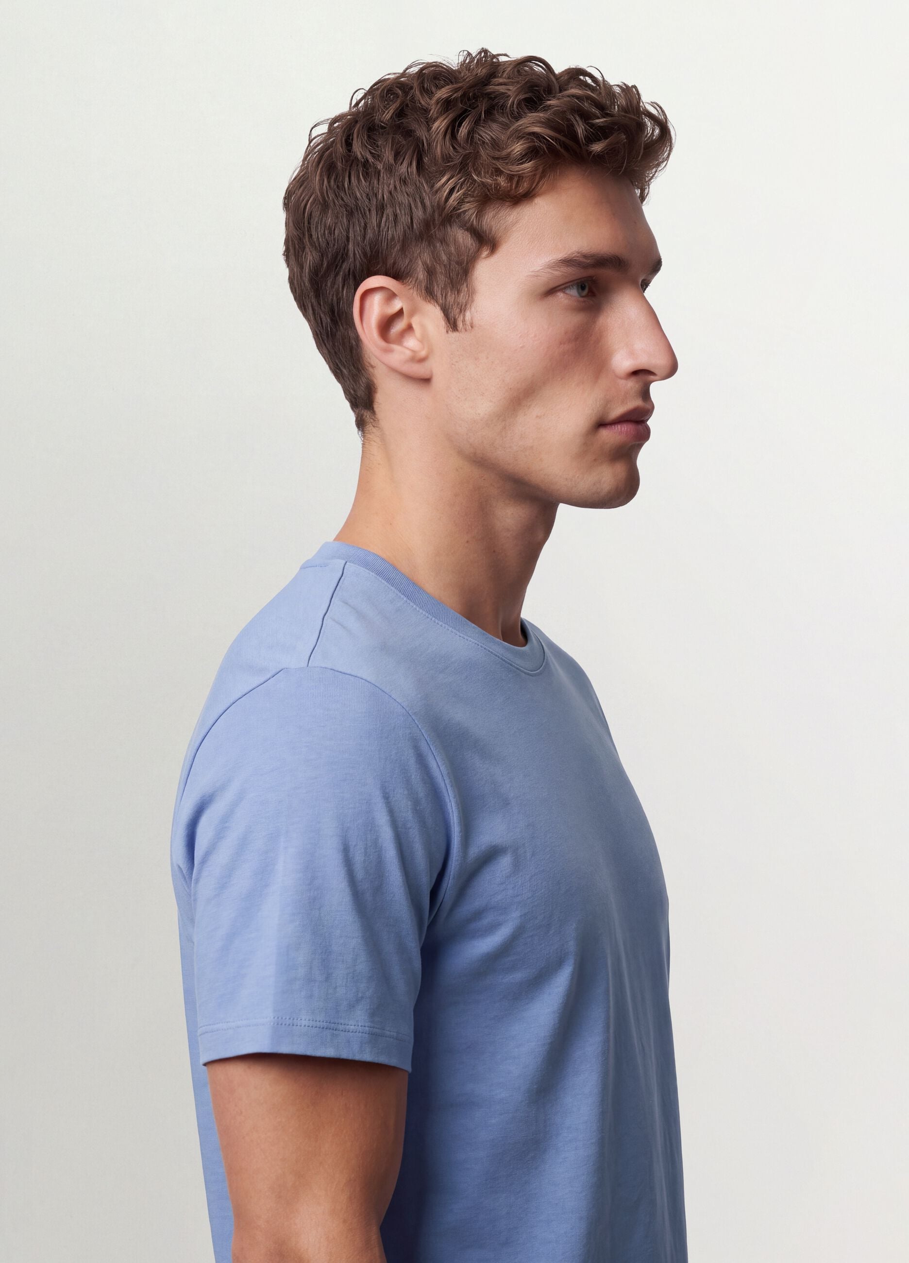 Blue regular-fit pure organic cotton jersey T-shirt