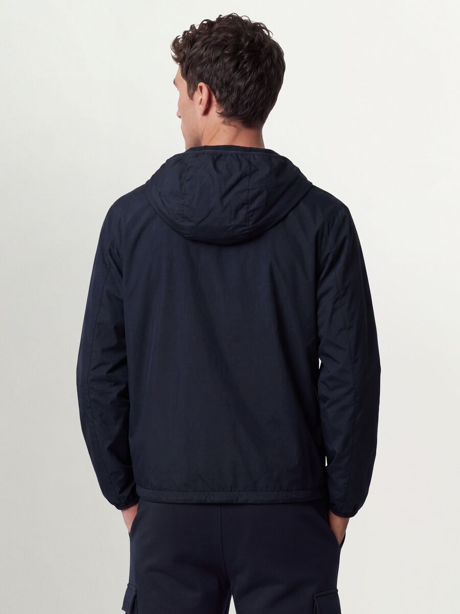 Giubbotto blu navy con cappuccio e zip_2