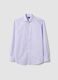 White striped pure cotton shirt with French collar, slim fit, non-iron_0