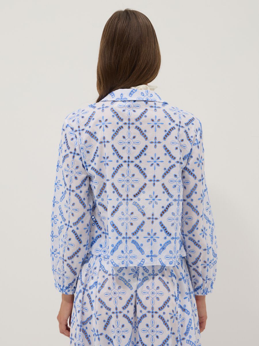 Blue organic cotton shirt with all-over print_3