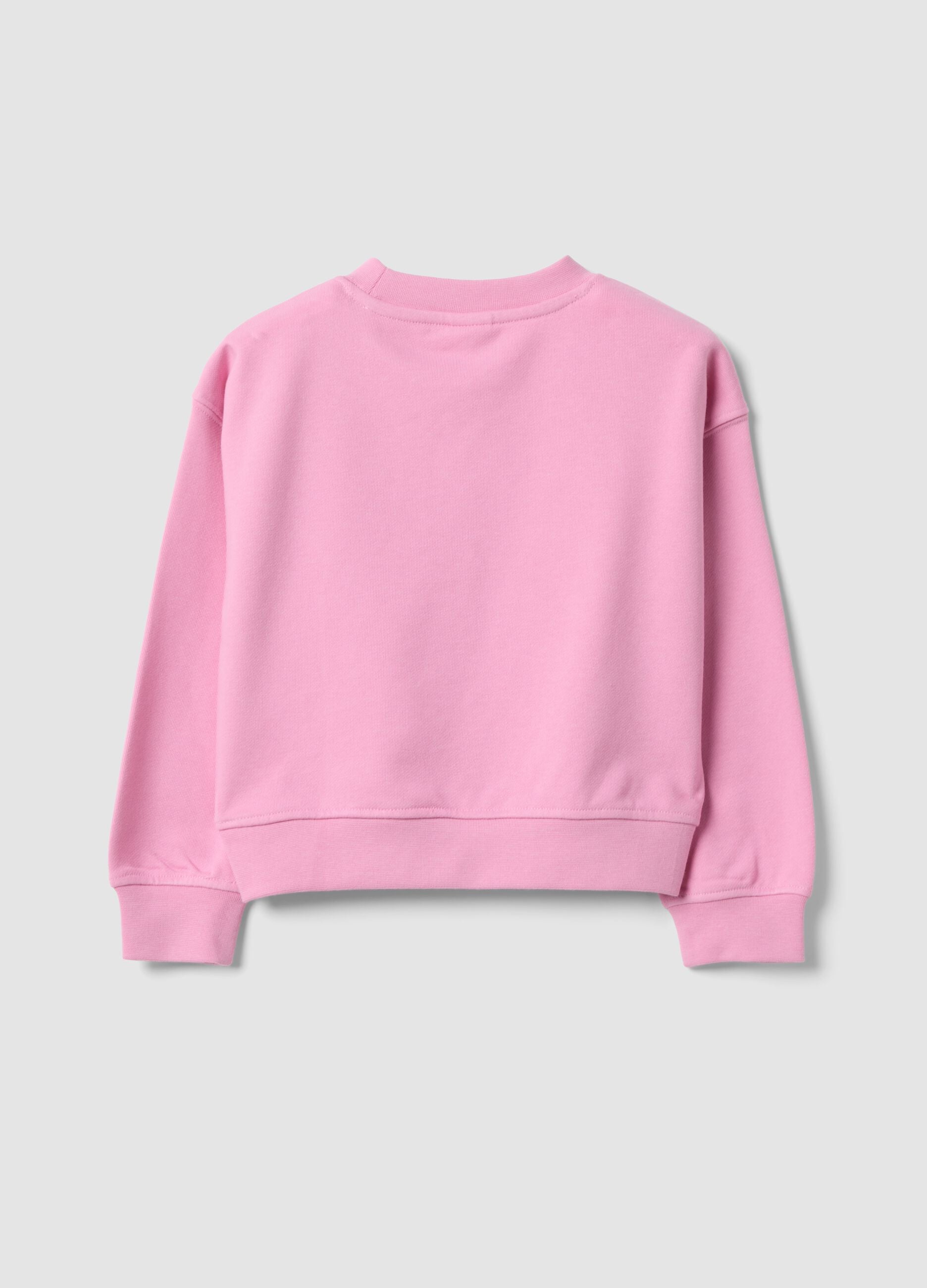 Pink cotton-blend sweatshirt with Lilo & Stitch front print for girls