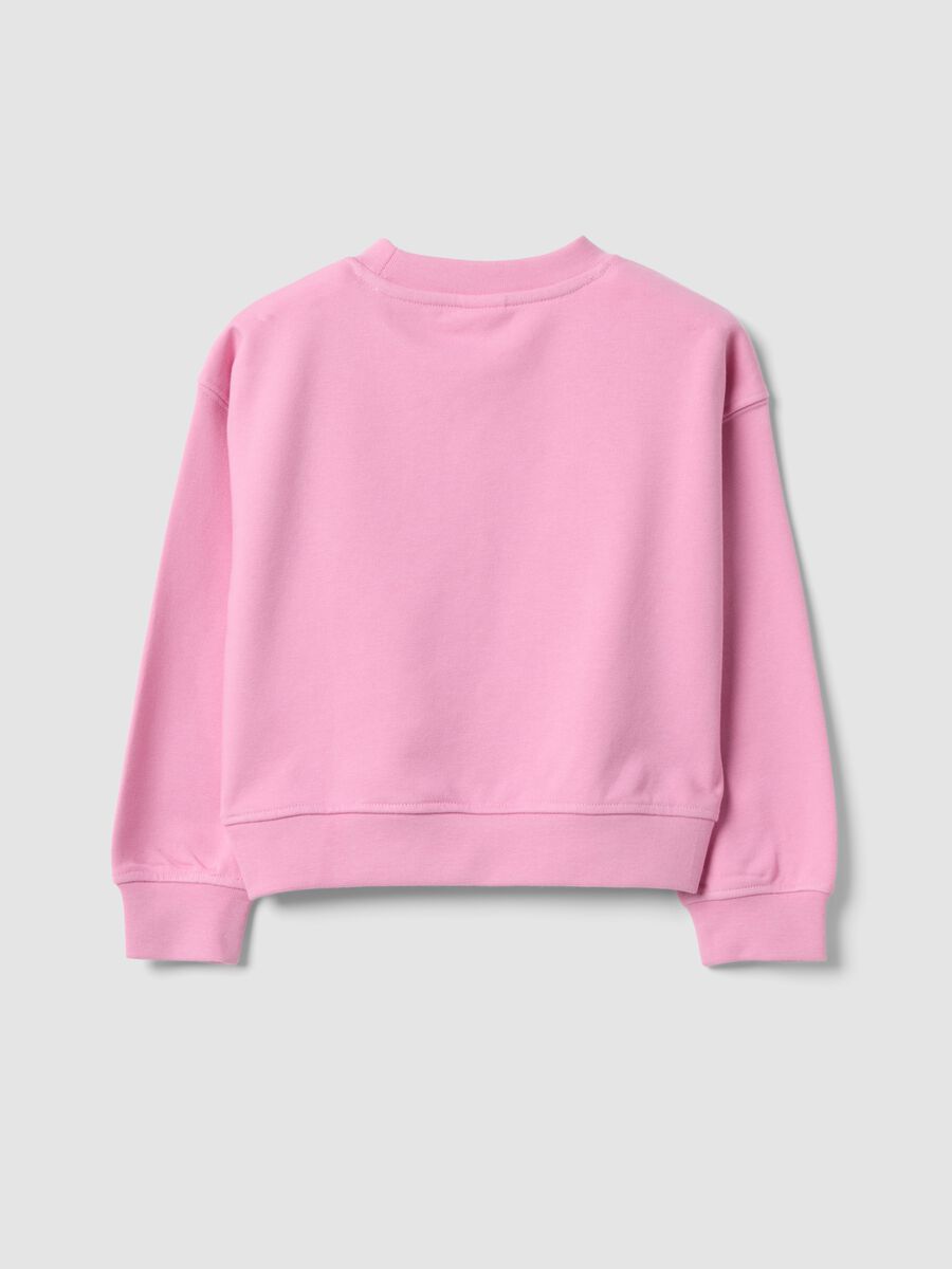 Felpa rosa in misto cotone con stampa frontale Lilo & Stitch per bambina_1