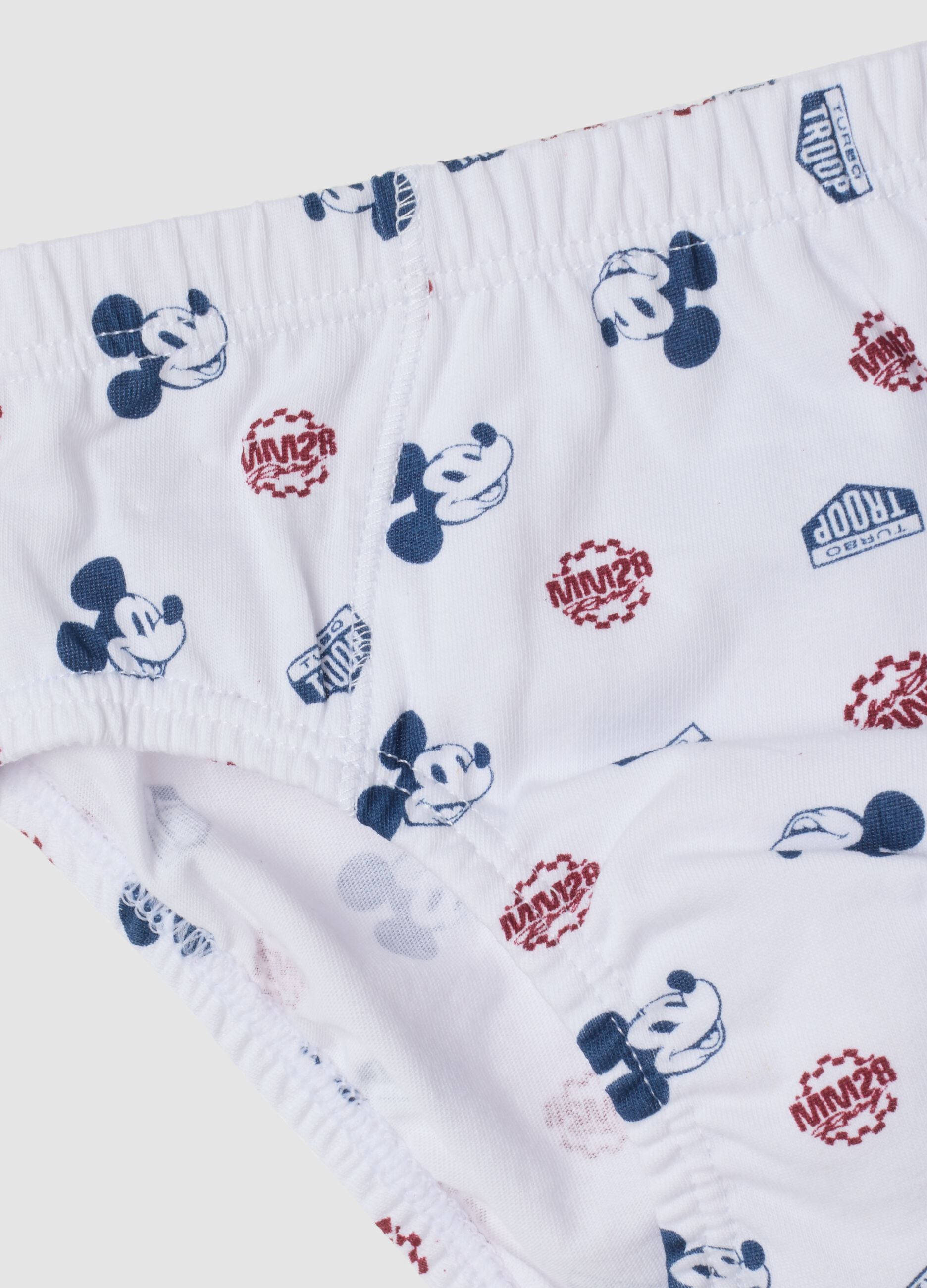 Pack of five multicolour briefs in pure organic cotton with Mickey print