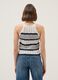 Fitted vest in pure cotton with multicolour stripes and mesh texture_3