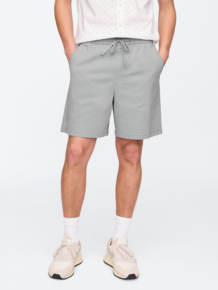 Stretch cotton shorts with drawstring_1