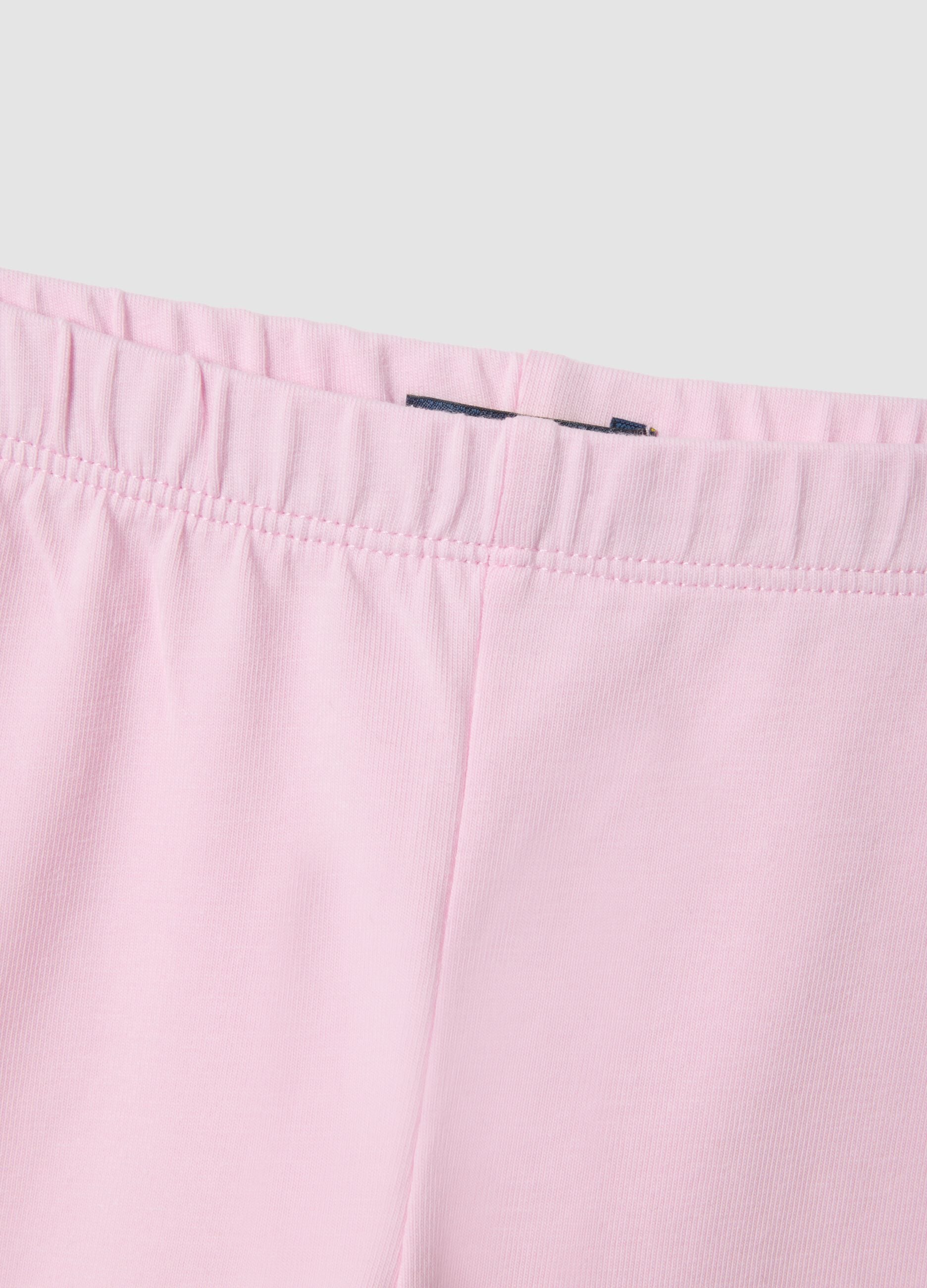 Pink slim fit stretch cotton leggings for girls