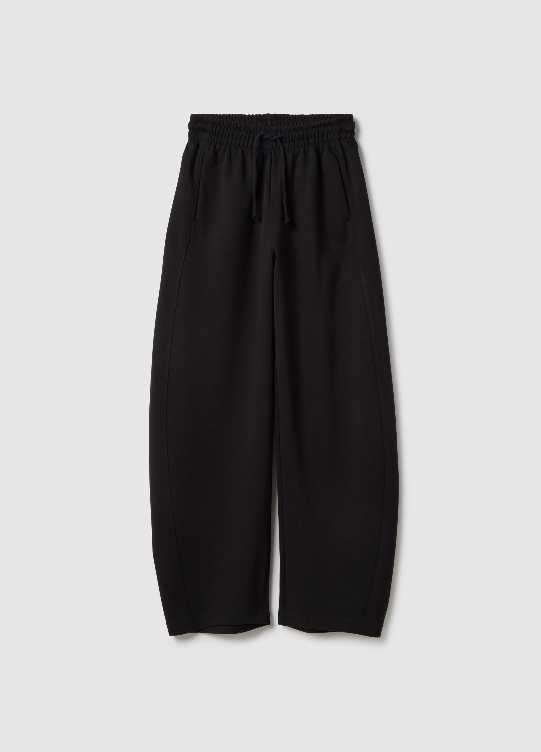 Baggy trousers in stretch cotton black