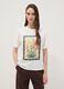 White pure cotton T-shirt with floral print_0