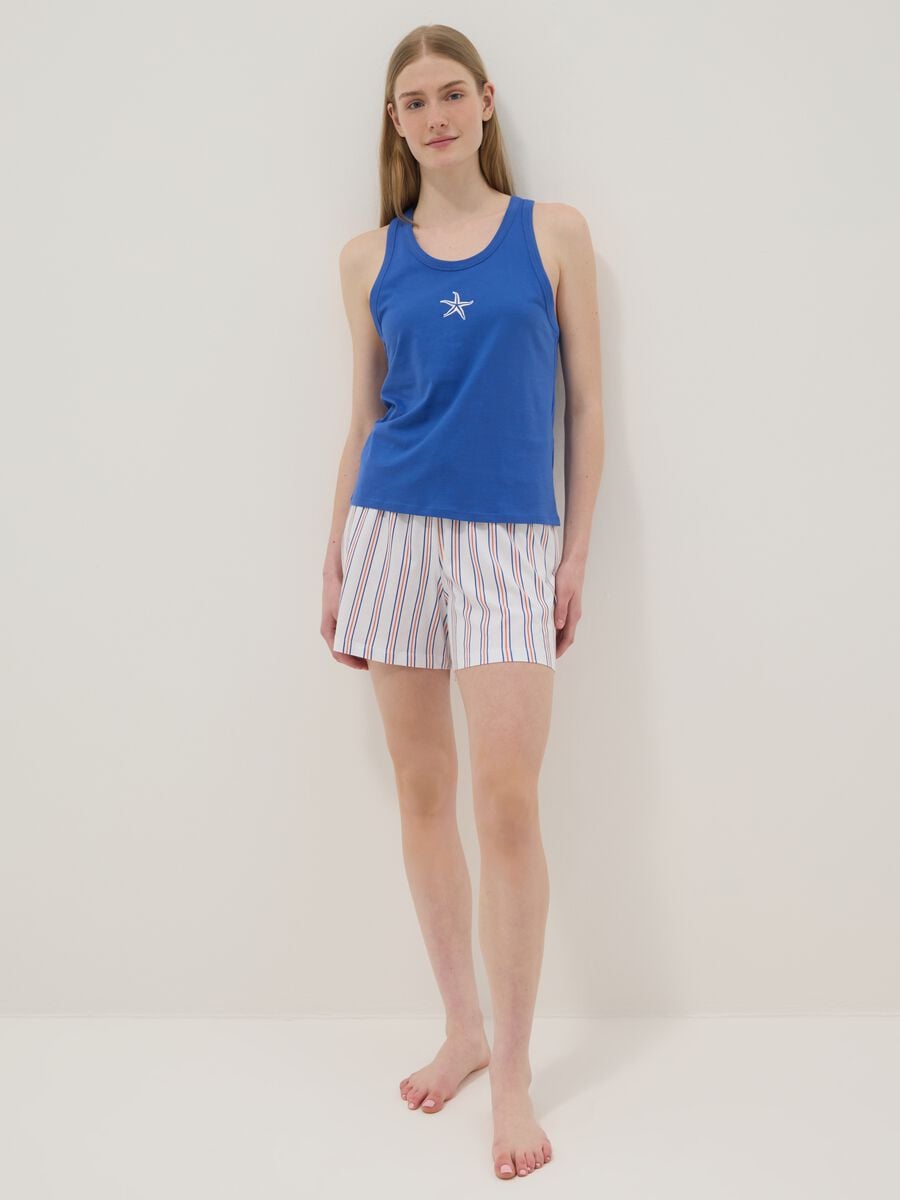 Pure cotton striped pyjama shorts, multicolour, regular fit_0