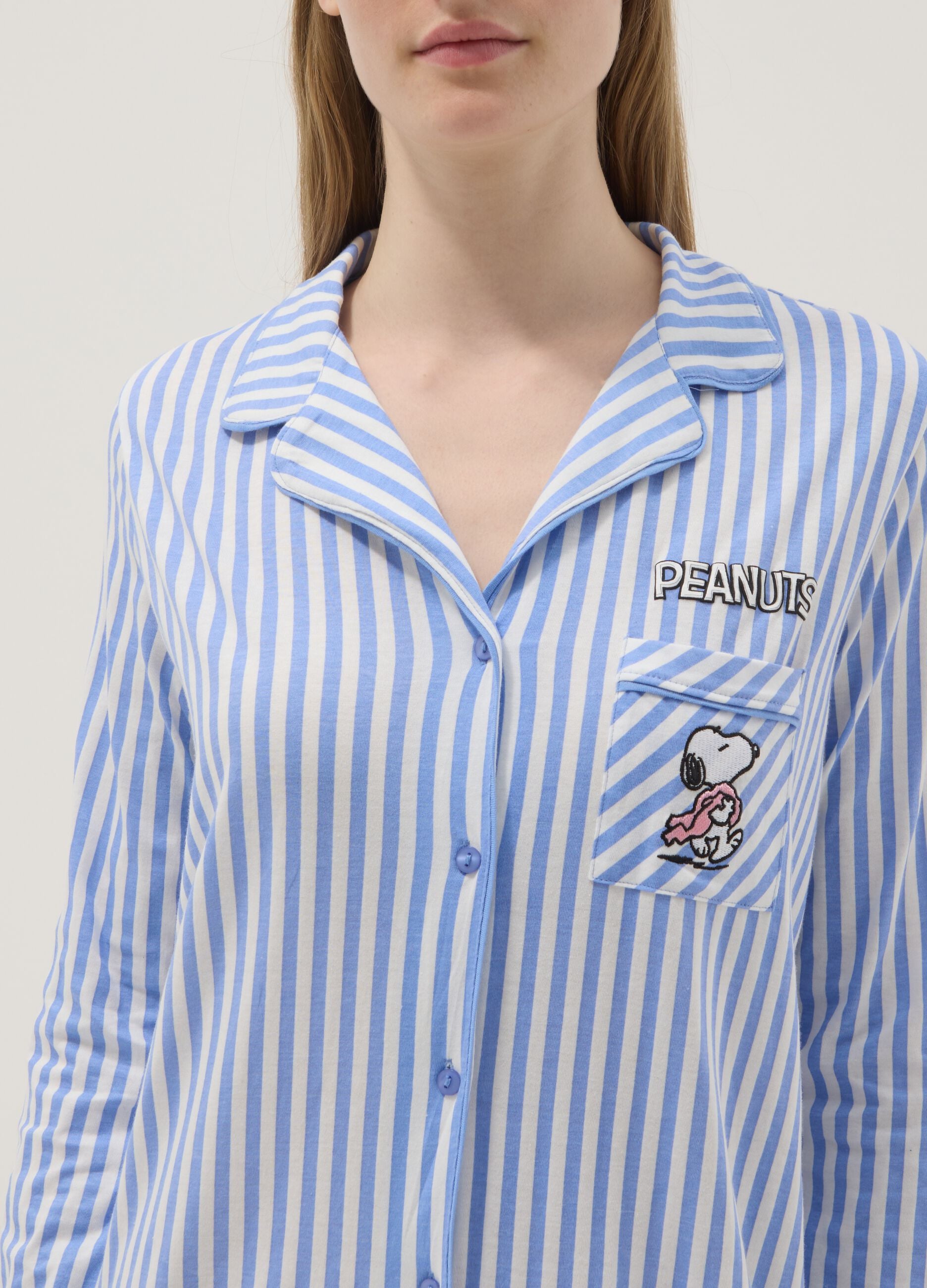 Oversized multicolor striped pure cotton shirt Peanuts