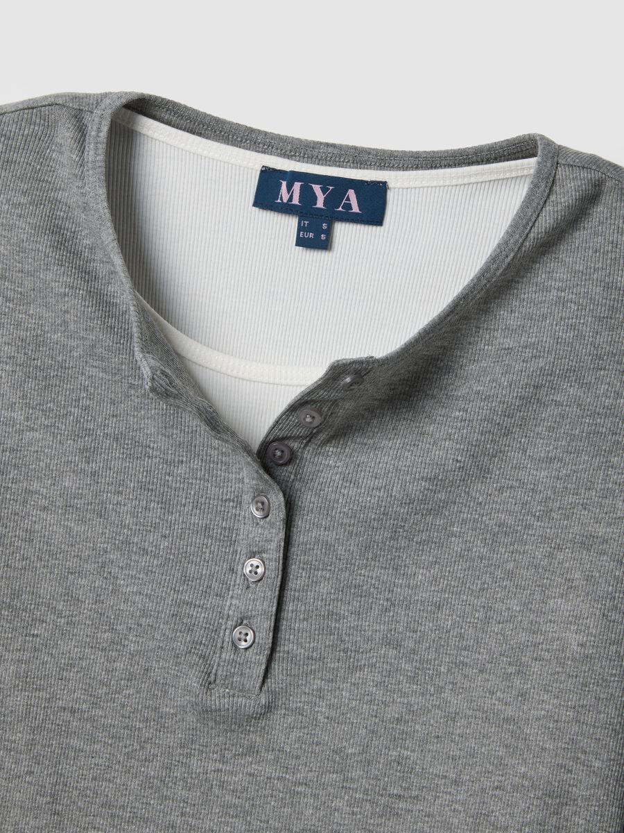 Multicolour pure cotton regular fit jumper with Henley collar_5