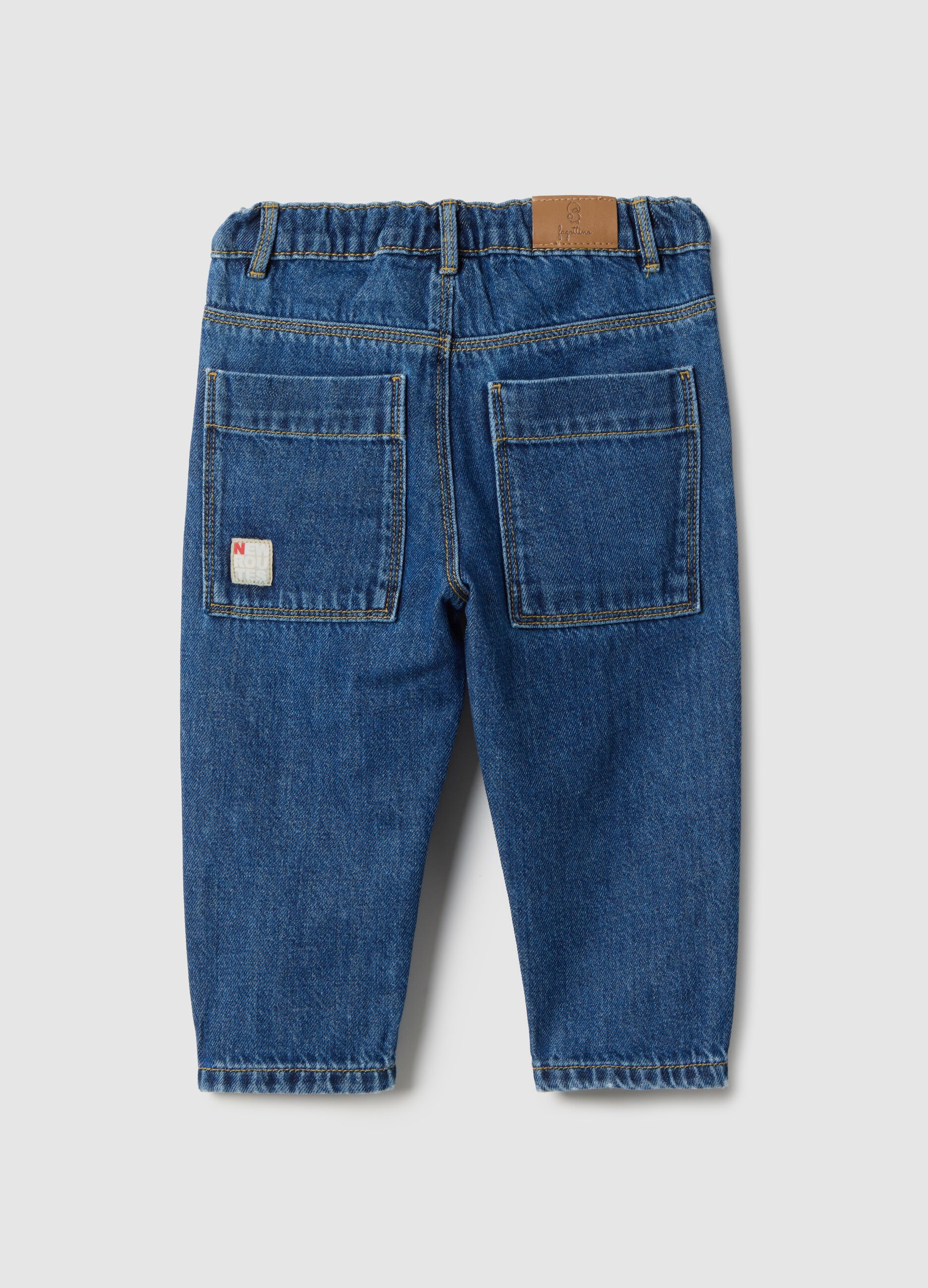 Boys' Regular Fit Blue Denim Pure Cotton Trousers
