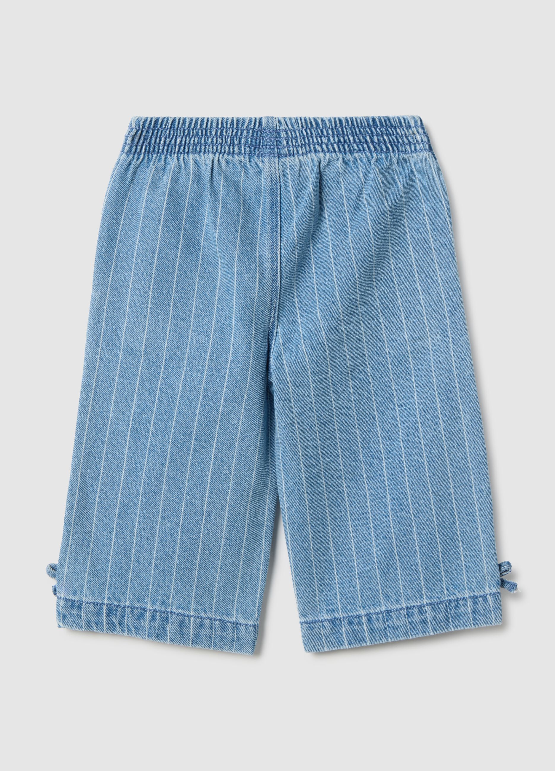 Blue wide leg cotton blend trousers for girls
