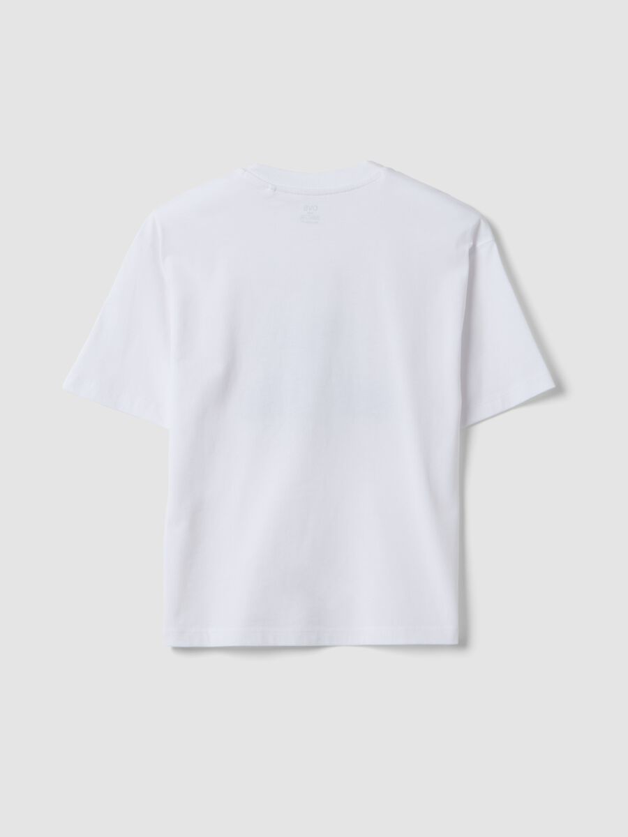 T-shirt bianca in puro cotone con stampa_4