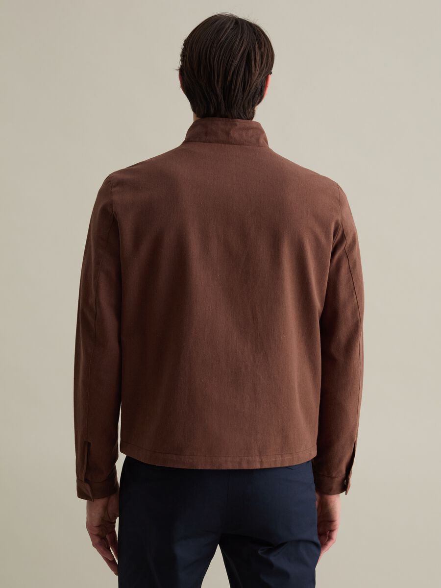 Full-zip bomber jacket in cotton and linen_3