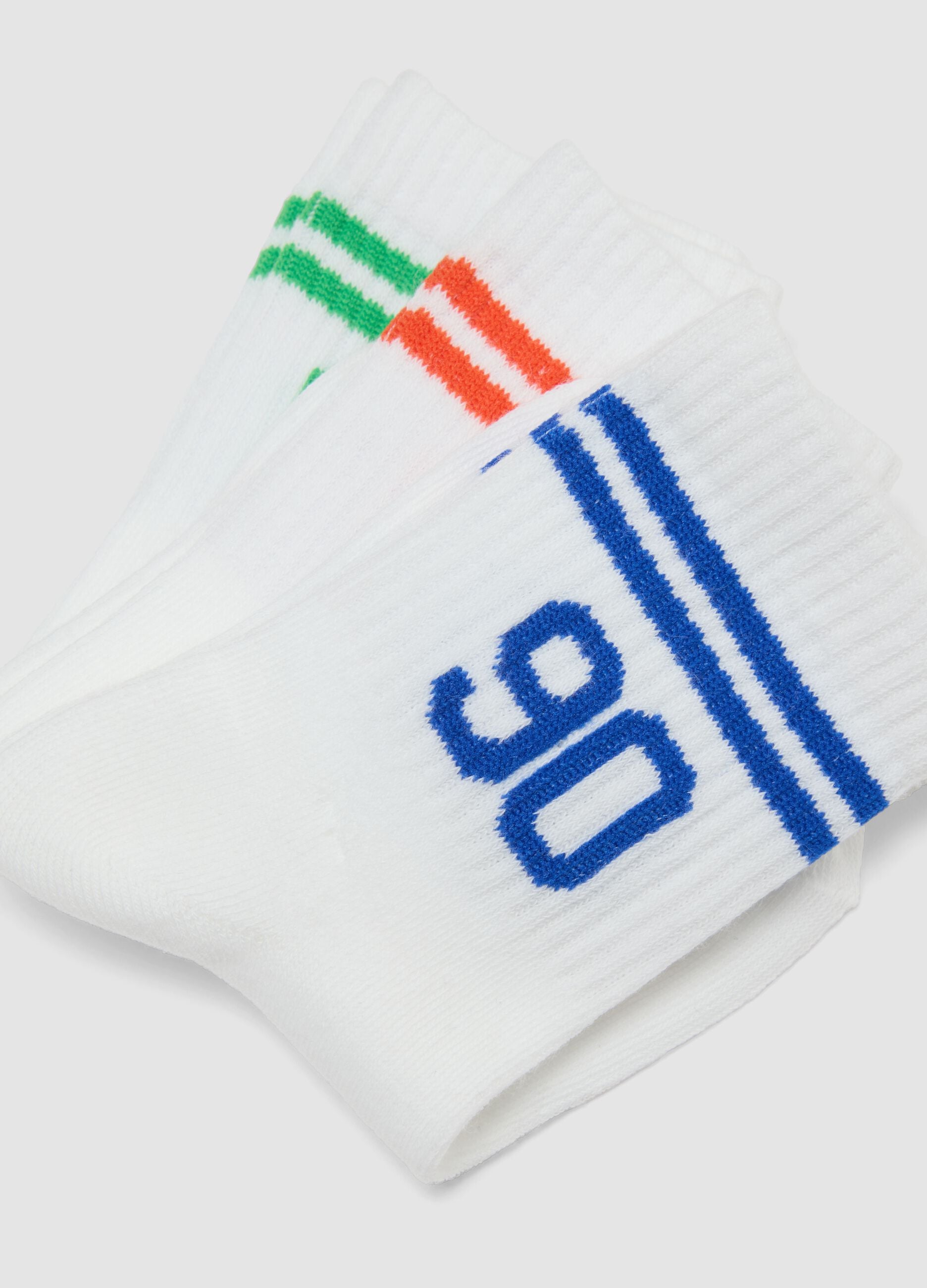 Kids&rsquo; white stretch cotton-blend multipack socks