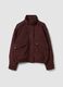 Brown stretch-fabric high-neck jacket, regular fit_0