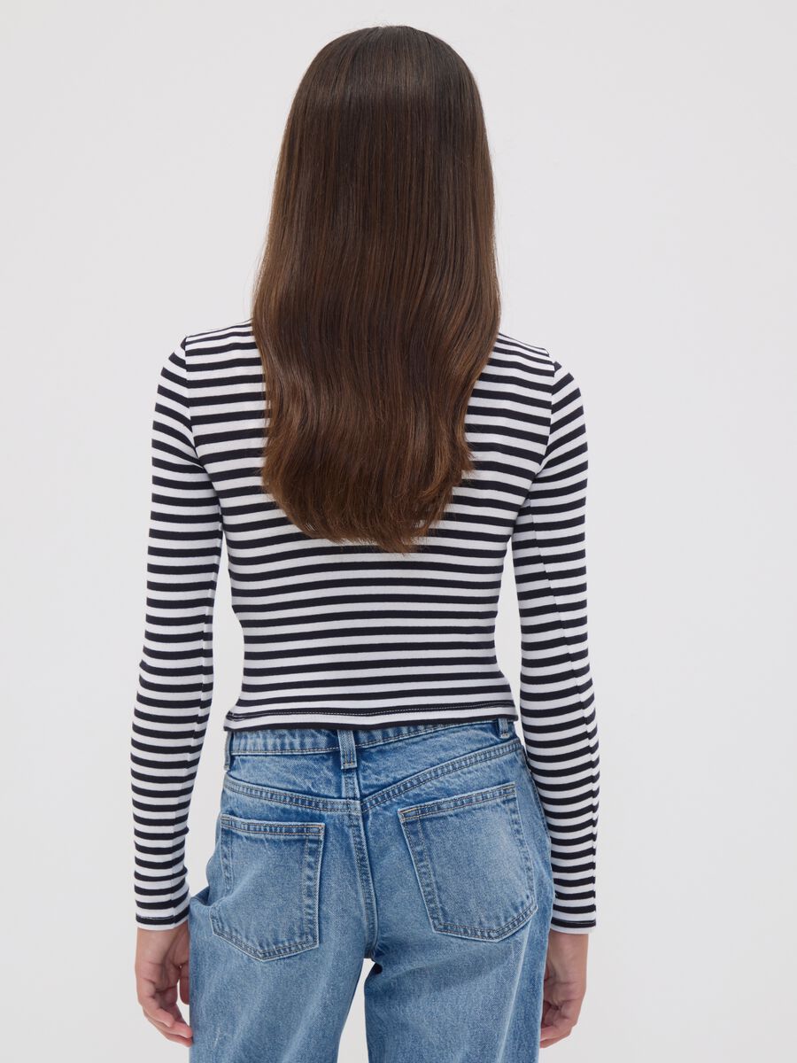 Black striped organic stretch cotton crew-neck T-shirt_2