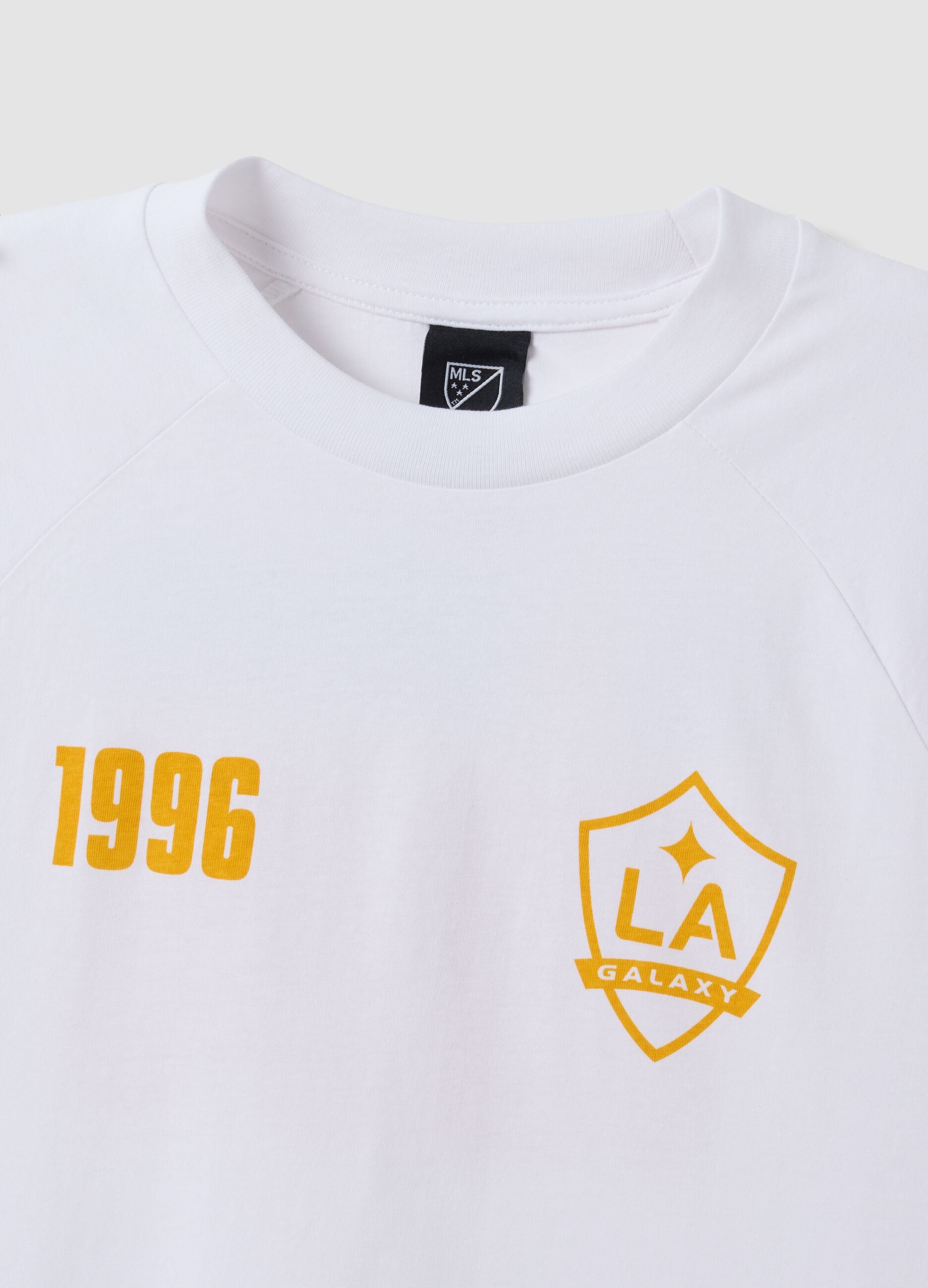 White pure cotton T-shirt with LA Galaxy print