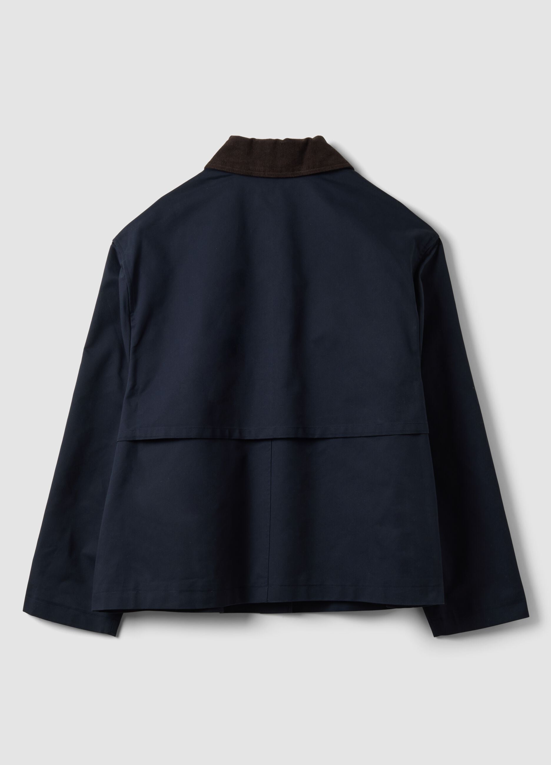 Blue pure cotton jacket with contrast collar, regular fit