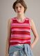 Multicolour striped pure cotton knitted vest, regular fit_0