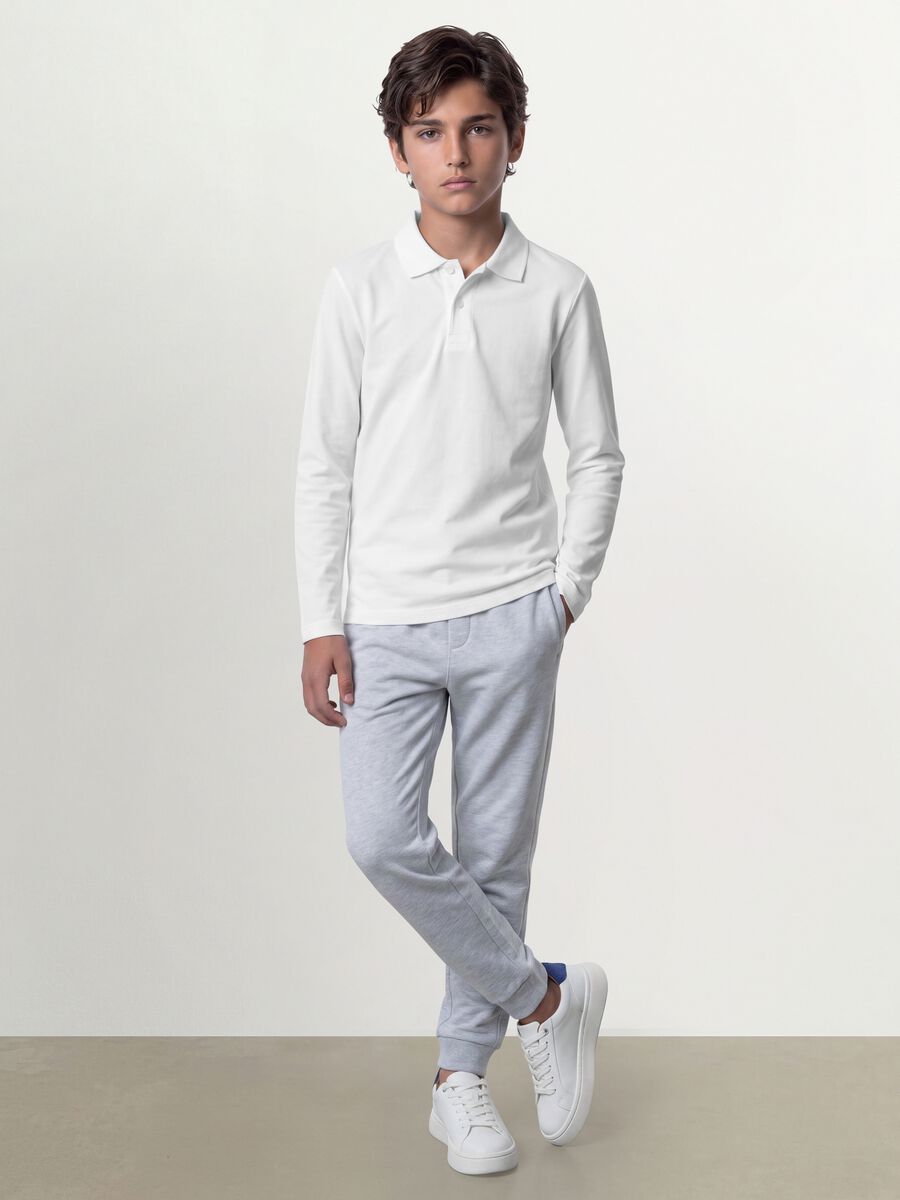 Polo bianca in piquet di puro cotone organico regular fit per ragazzo_2