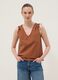 Brown pure cotton V-neck blouse, regular fit_2