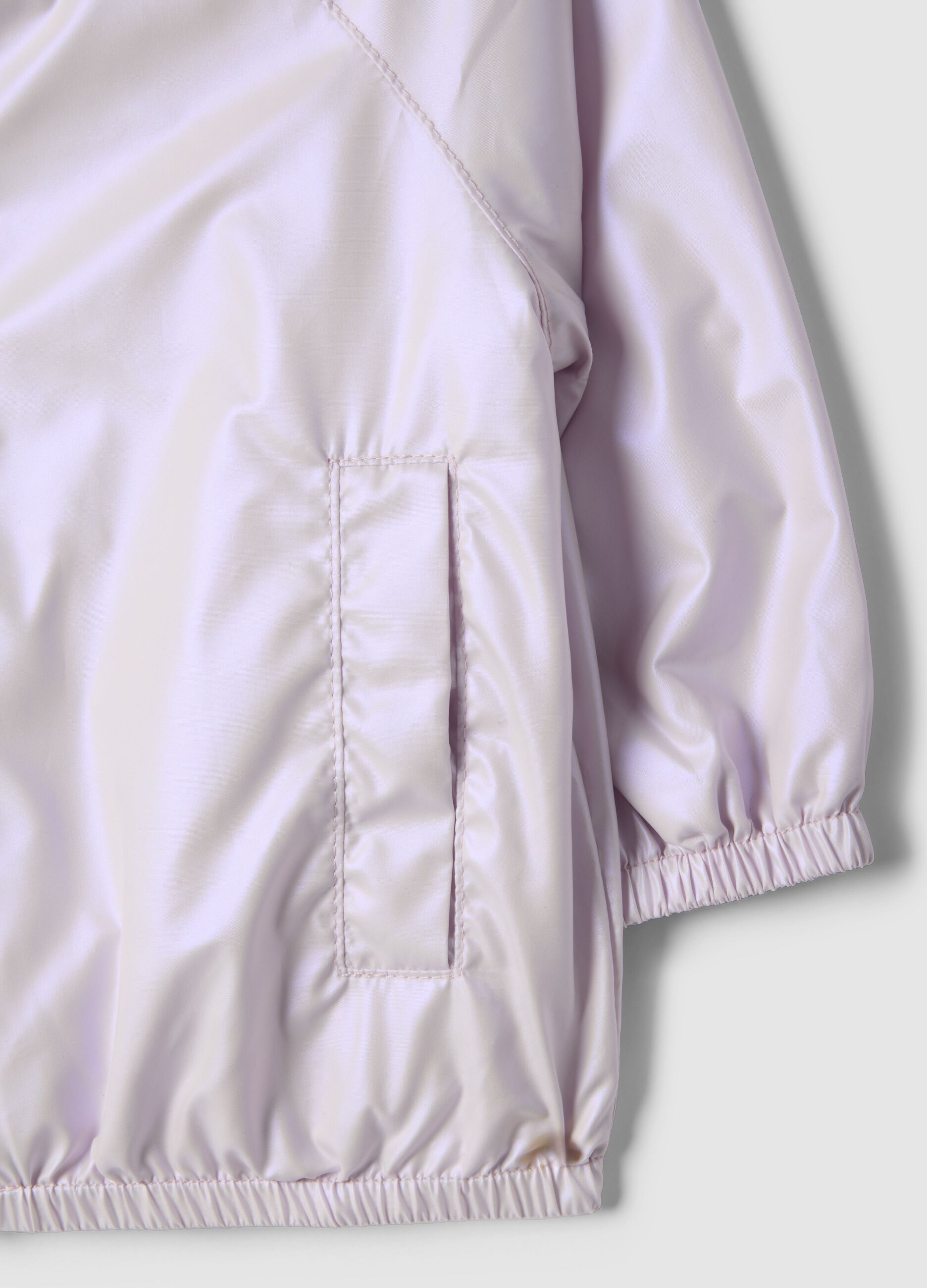 Giacca impermeabile rosa da bimba regular fit con zip e cappuccio