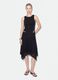 Black stretch-fabric skirt with asymmetric lace hem_0
