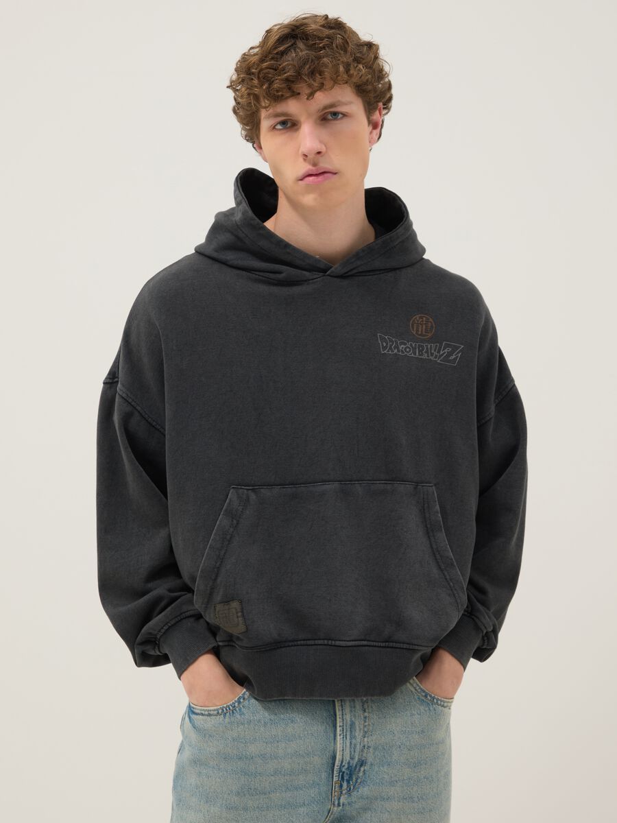 Grey oversized cotton-blend hoodie with Dragon Ball print_0