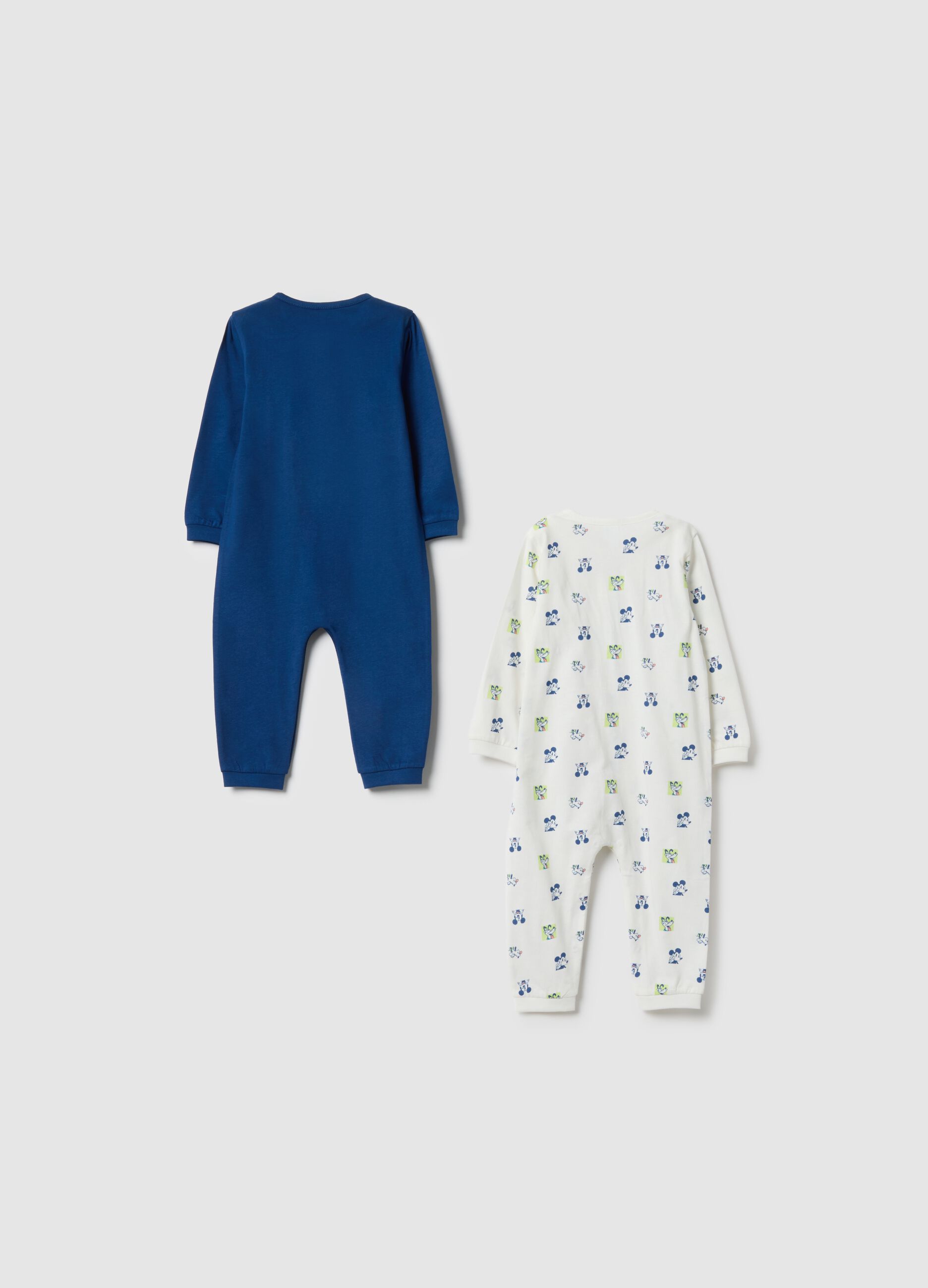 Two-pack long sleeve multicolour cotton bodysuits for babies