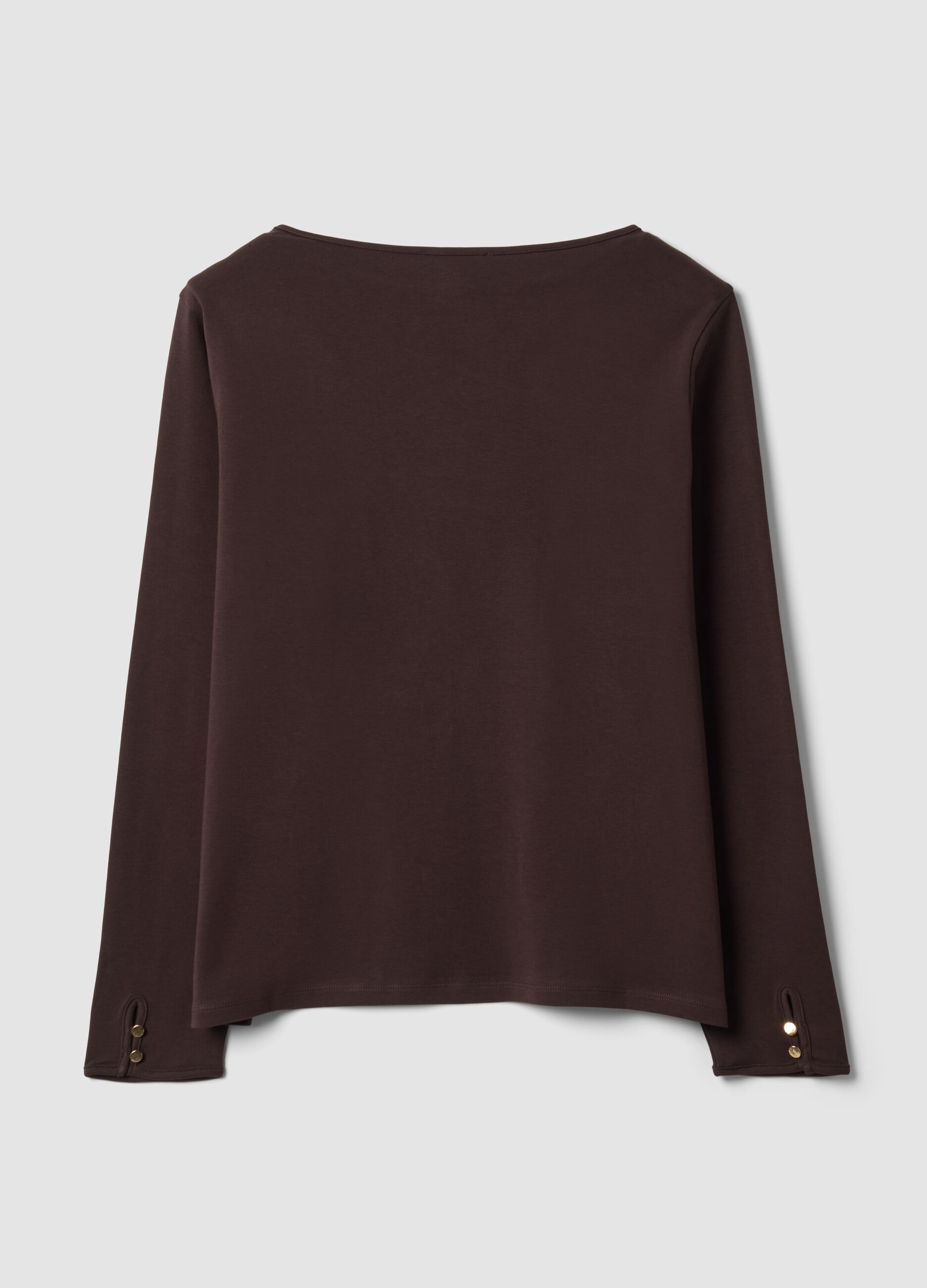Brown pure cotton regular-fit crew-neck T-shirt