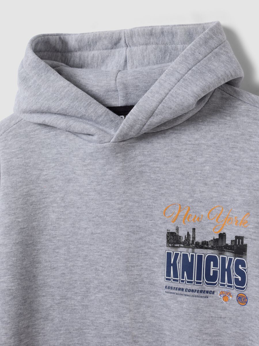 Grey cotton-blend hoodie with New York Knicks print_1