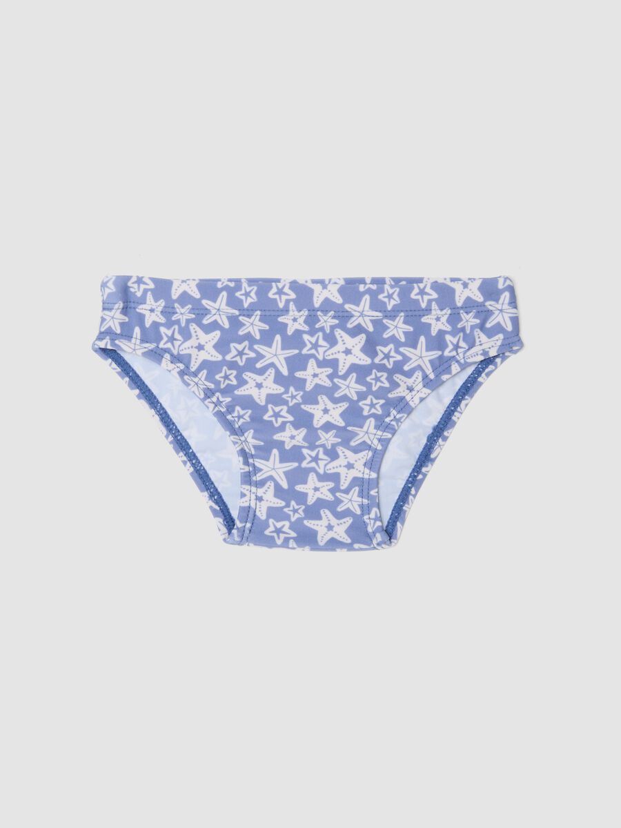 Slip mare azzurro in tessuto elasticizzato con stampa stelle marine_0