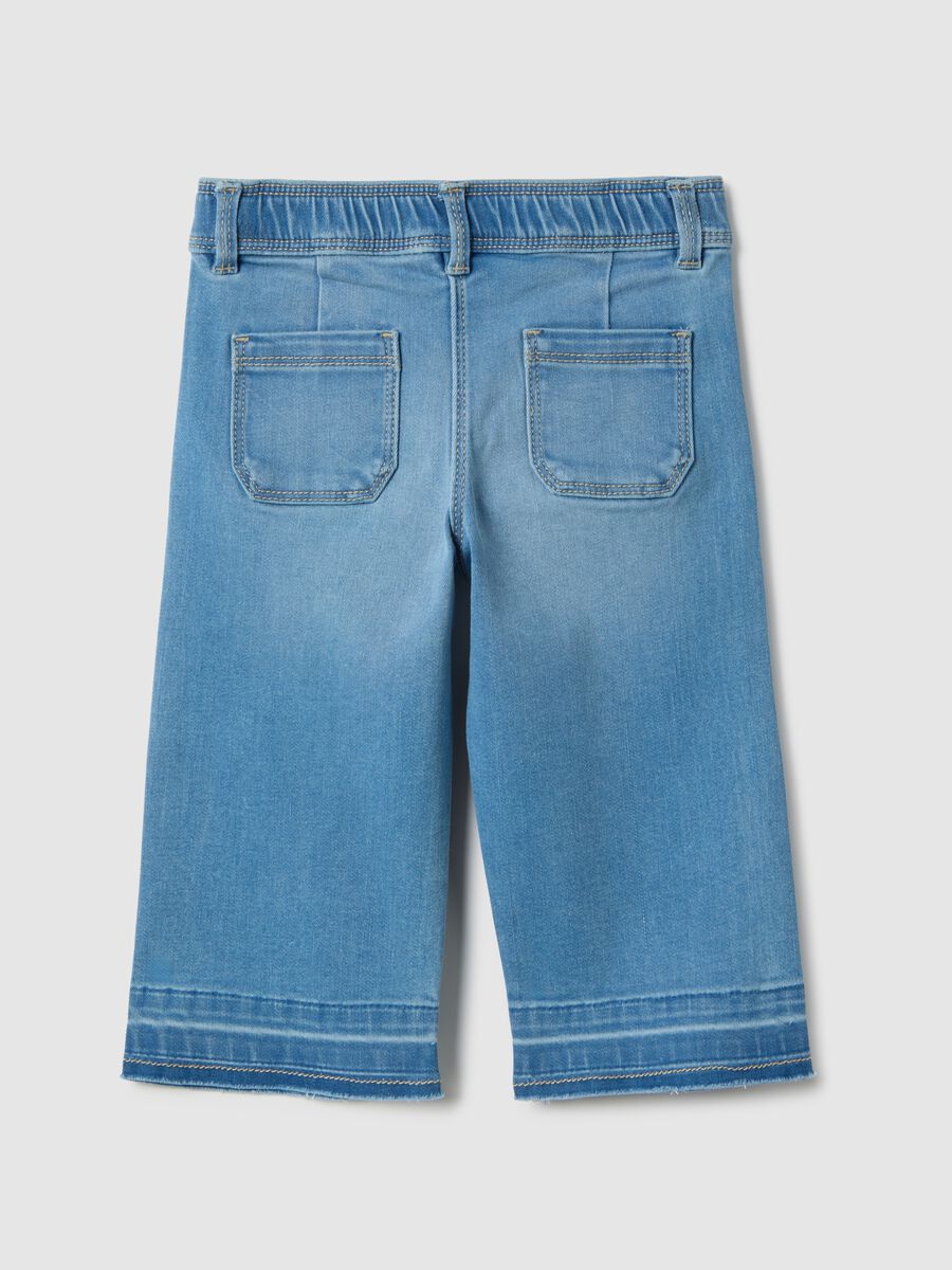Girl's regular fit blue cotton blend trousers_1