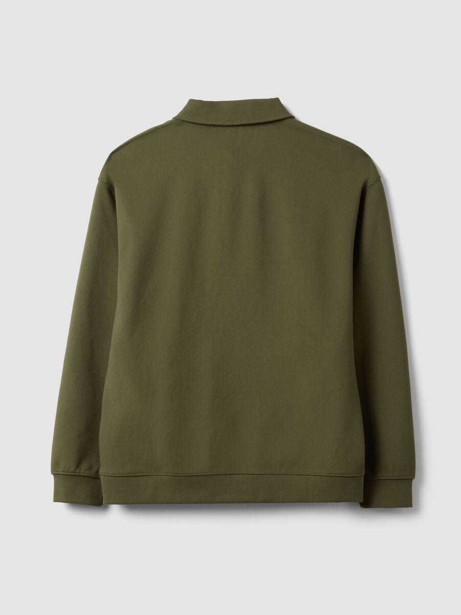 Felpa verde in tessuto elasticizzato con collo polo relaxed fit_2