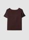 Brown satin stretch V-neck blouse, regular fit_2