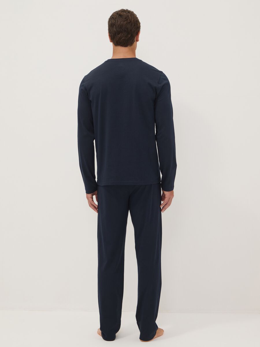 Blue pure organic cotton V-neck pyjamas, regular fit_3